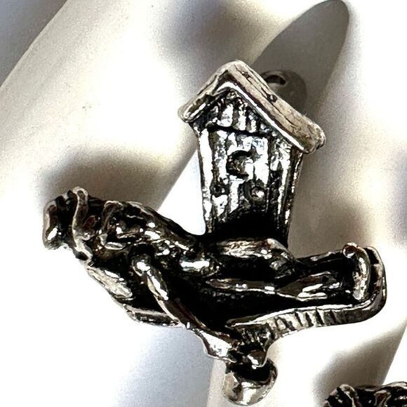 Hillbilly by outhouse silver tone cufflinks - Picture 2 of 9